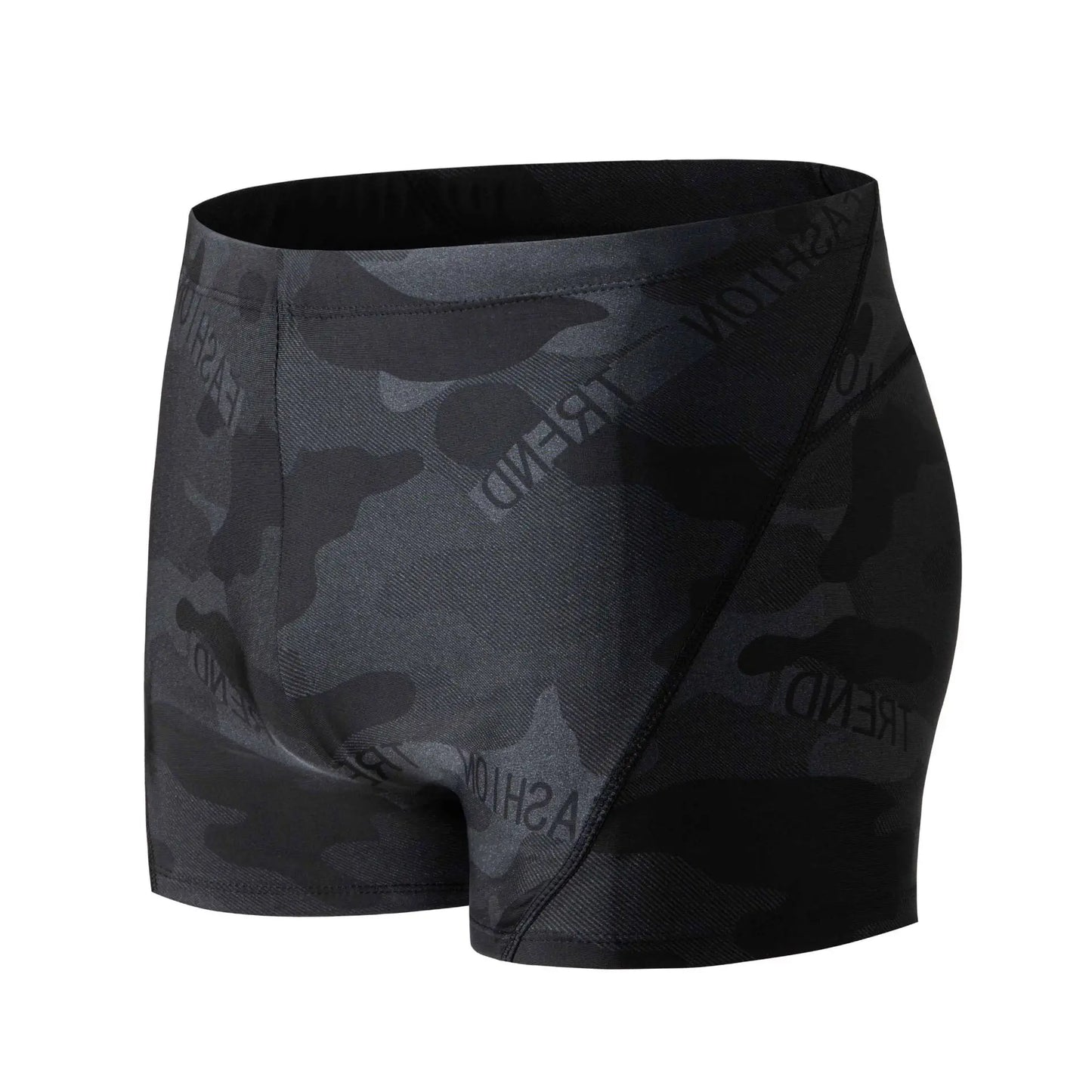 Men's Camouflage Letter Swimming Trunks with Caps, Comfortable Shorts, Tight Swim Shorts, Male Swimsuit, New, 2Pcs