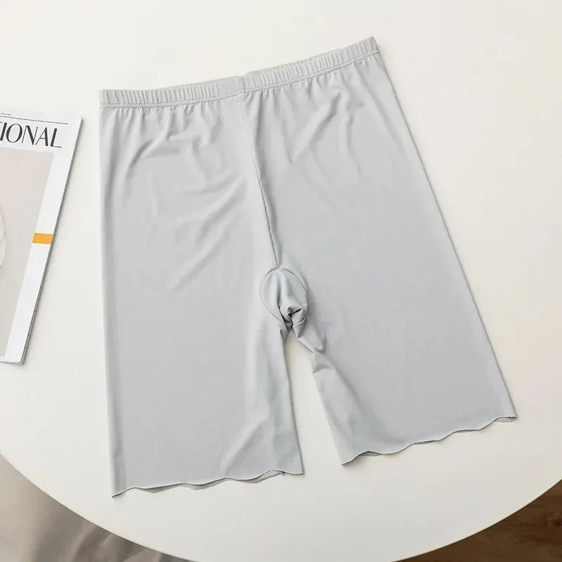 Plus Size Women Shorts Summer Seamless Ice Silk Boxer Shorts Female High Waist Elastic Safety Shorts Underwear Women Panties
