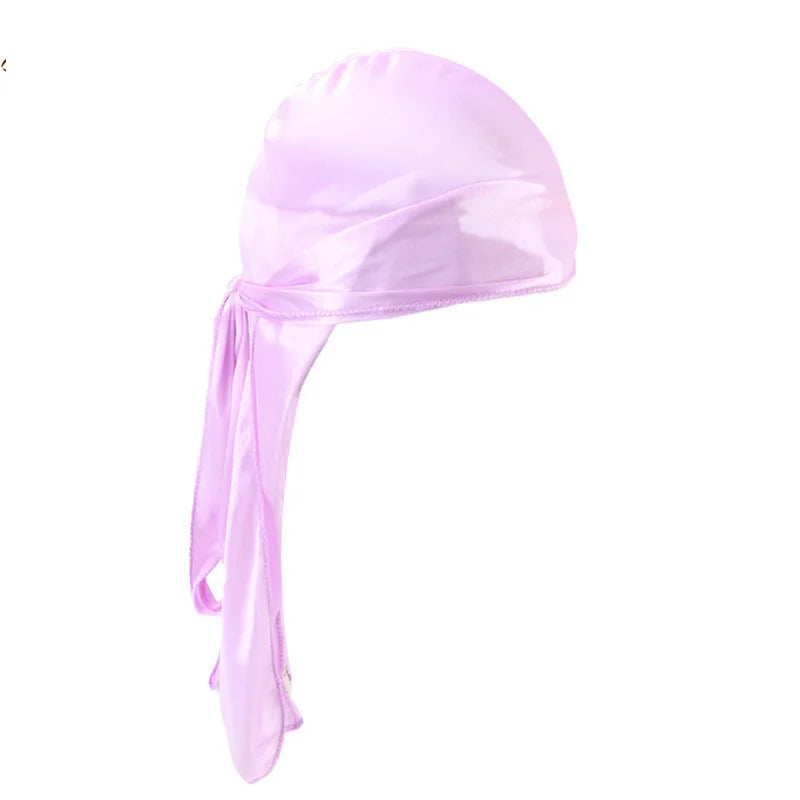 New Men's Long Silky Satin Breathable Turban Hat Wigs Doo Durag Biker Headwrap Chemo Cap Pirate Hat Men Hair Accessories
