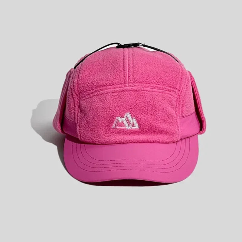 2023New Short Brim Color Matching Ear Protection Autumn Winter Men's Women's Baseball Cap Warm Outdoor Velvet Aviator Bucket Hat