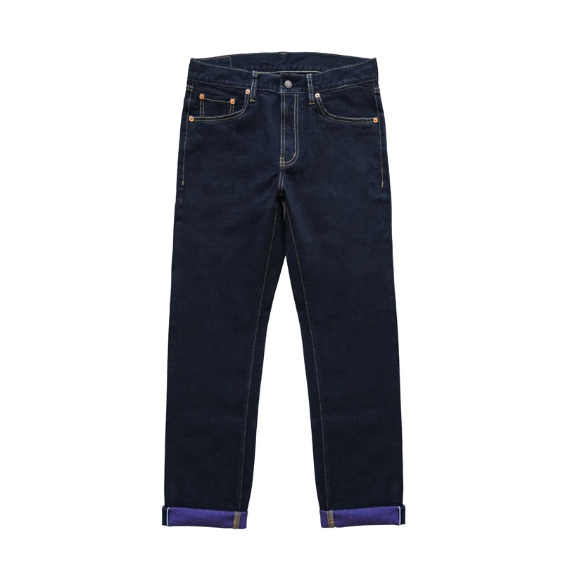 SAUCE ZHAN T308XX Mens Jeans Purple JEAN DENIM Double Sided Dyeing Selvedge Denim Jeans Slim Fit Staight Leg 12.5 oz