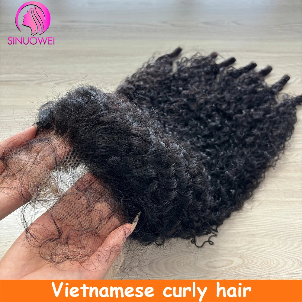 Vietnamese Curly Lace Front Human Hair Wig Burmese Curly 180% Density Brazilian Virgin Human Hair 12A Human Hair Wigs For Women