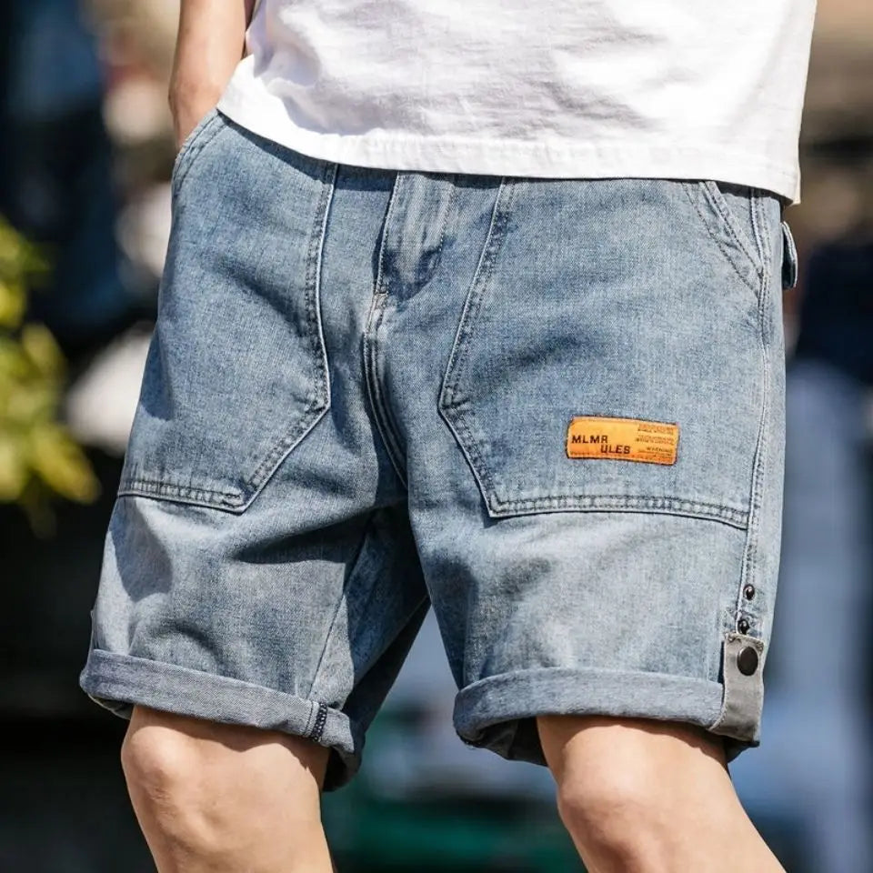 Male Denim Shorts Big Size Oversize Gray Cargo Men's Short Jeans Pants Retro Summer Xl Y2k Fashion Designer Streetwear New In