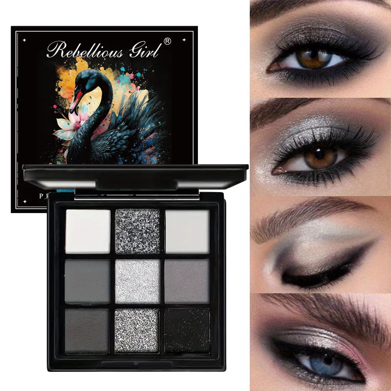 9-Grid Eye Shadow Palette Make-up for Women Glitter Pearlescent Matte Eyeshadow Cosmetics Shimmer Long Lasting Makeup Products