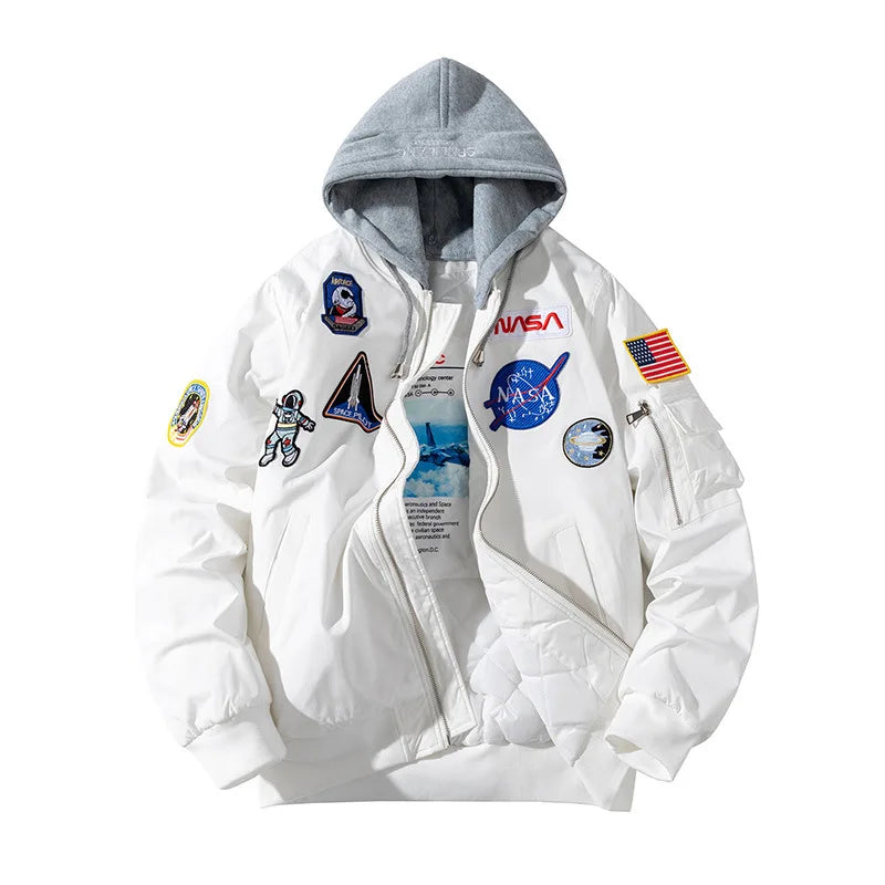 Casual Jacket Winter Thick Cycling Men Women Embroidered Loose Pilot Jacket Cotton Jacket Hiphop Couple Baseball Jacket American