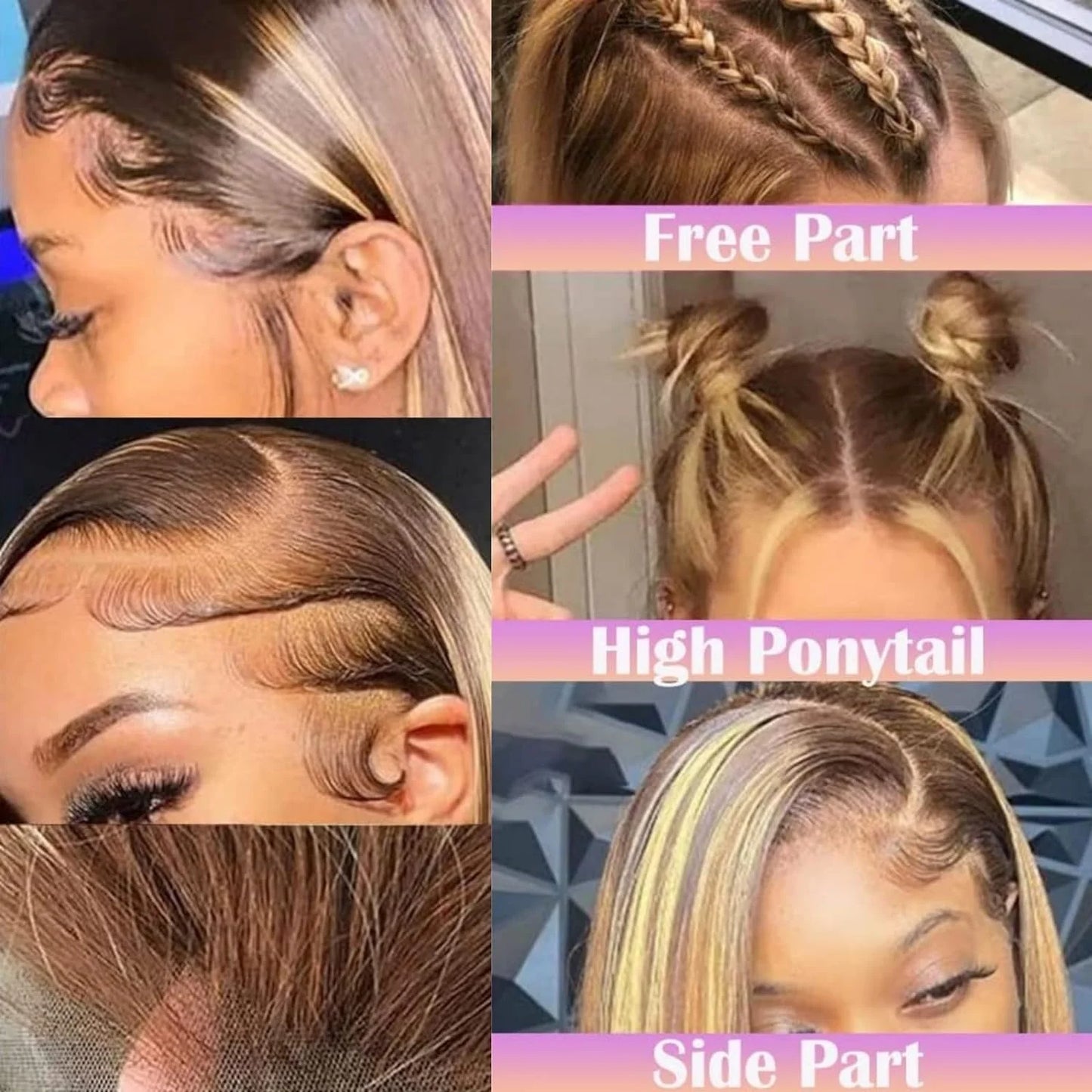 Glueless Highlight Bob Human Hair Wig 13x6 Highlight Straight Bob Lace Front Wig Human Hair Wear&Go Highlight Bob Human Hair Wig