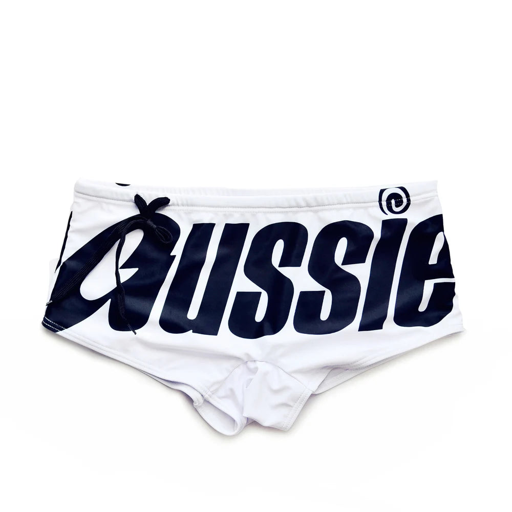 Men's Swim Trunks Low Waisted Sexy Fashionable Flat Angle Swim Trunks Triangle Hot Spring Beach Letters