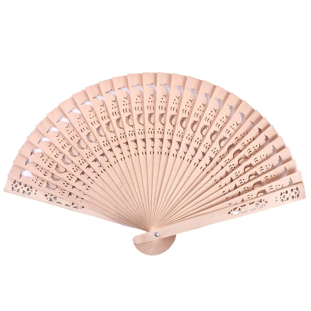 Printing Decorative Sandalwood Fan Punched Wood Fan Hand Held Flower Fans Photo Prop Tool Folding Fans Hollow Dance Hand Fans