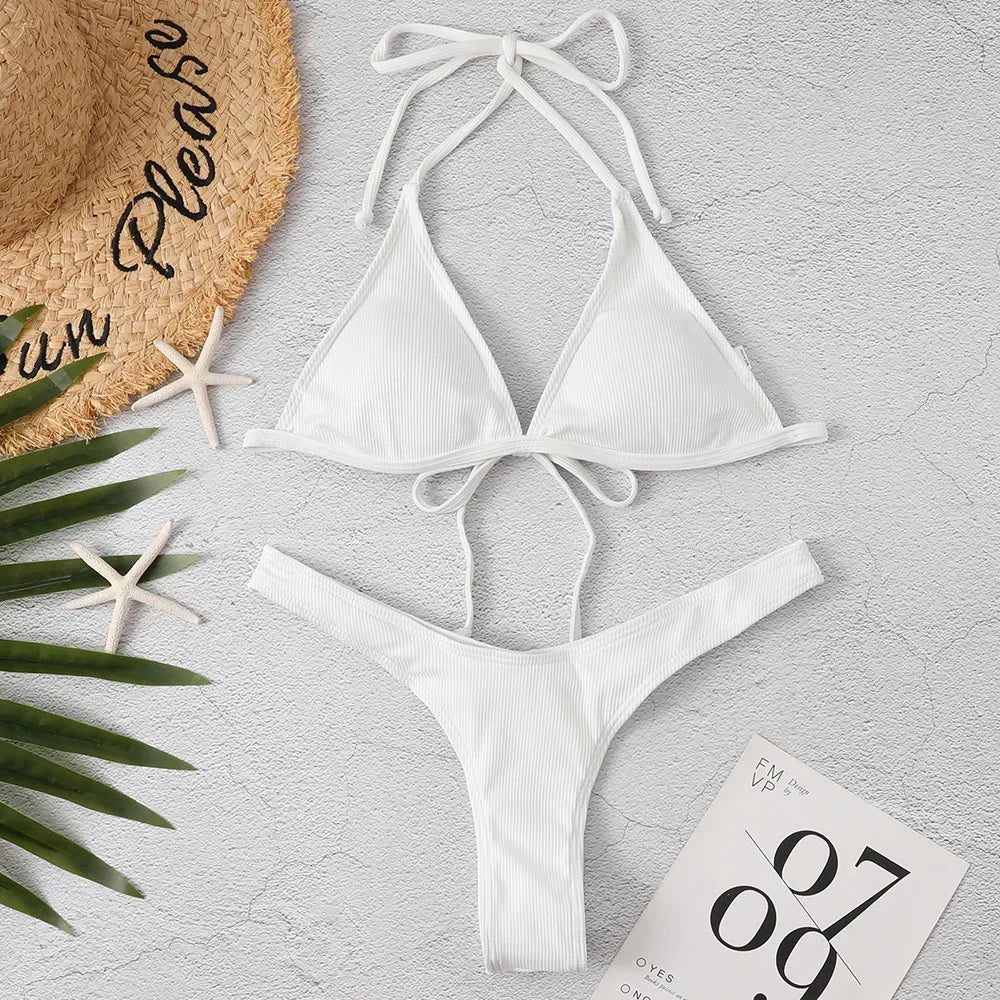 Hottest Classical Black Bikini Solid Plus Size Bikini Set XXL Bathing Suits Removable Pad Fully Lined Women Swimwear