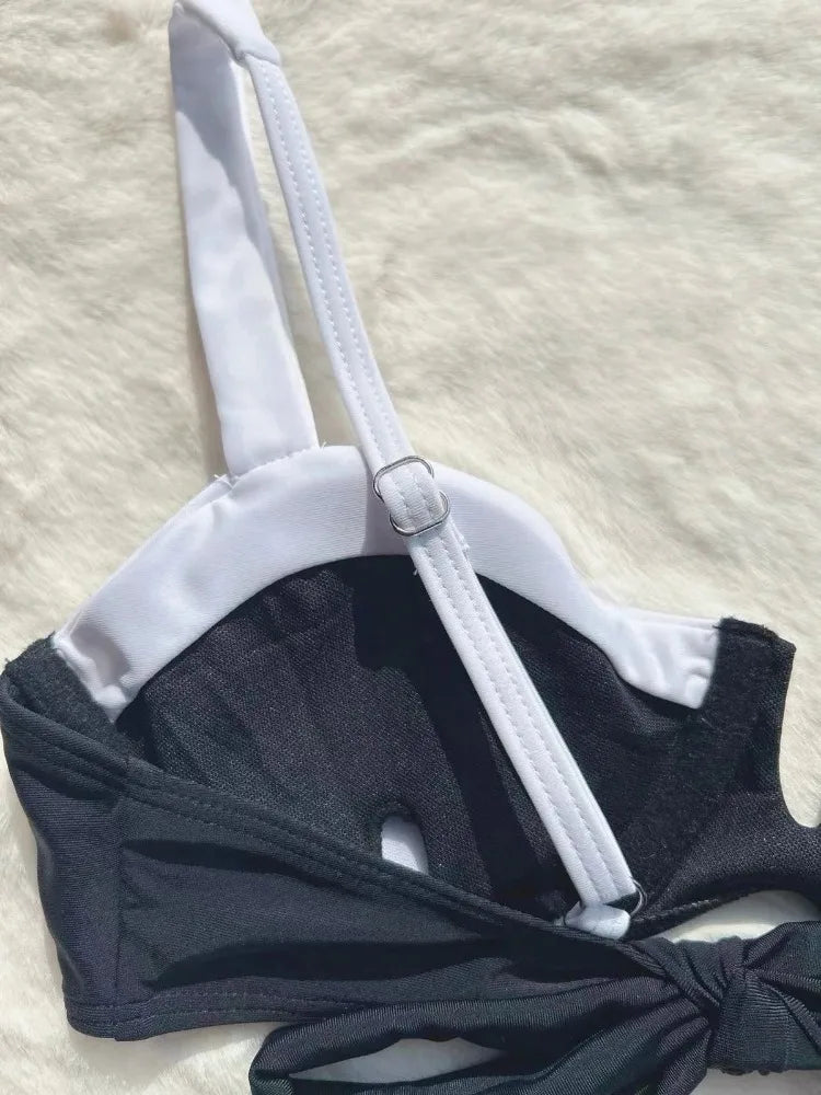 DEBAIOR Women's Beach Clothing 2025 Two Piece Suits Micro Thongs Bikini V Contrast Color Sexy Bikini Holiday Bathroom Suits