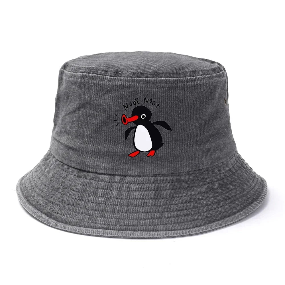 Summer Penguin Bucket Hat Reversible Bob Men Women Cotton Travel Beach Fisherman Hat Outdoor Sports Pull Up Bob Panama Sun Hat
