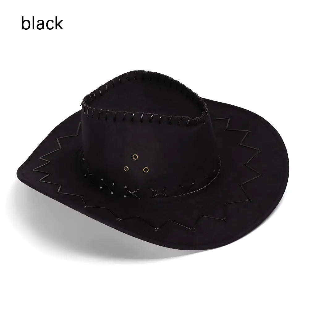 Western Cowboy Hat for Men Women Kids Fedora Outdoor Wide Brim Faux Leather Summer Wide Brim Beach Travel Cap Black White Pink