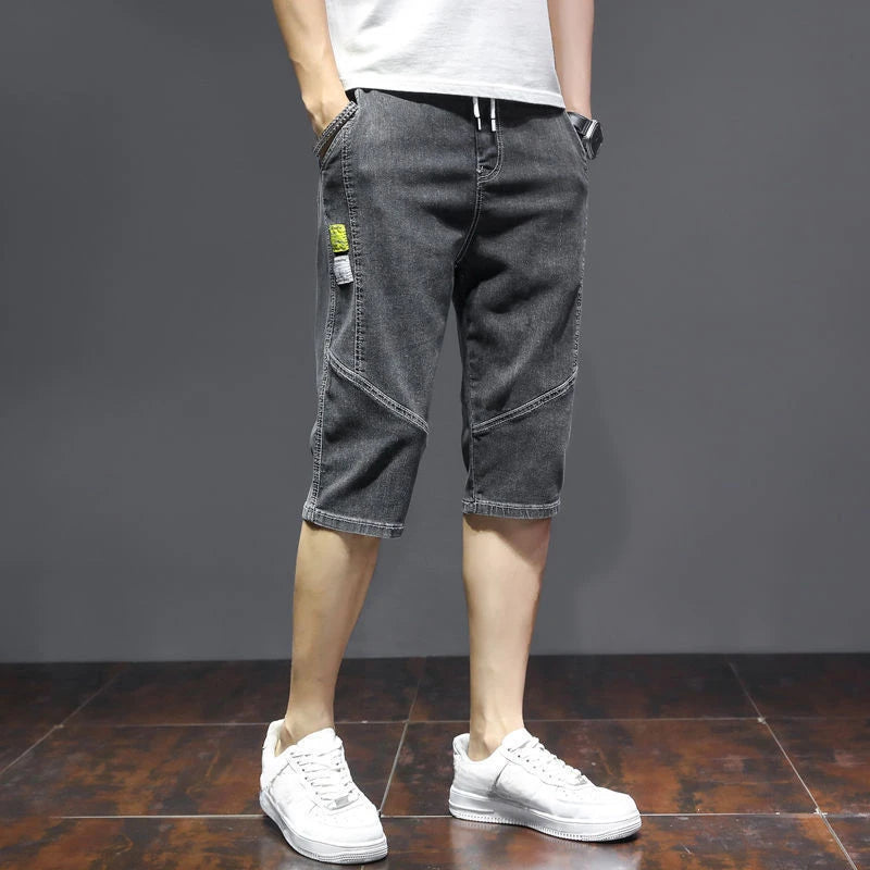 Male Denim Shorts Big Size Oversize Gray Cargo Men's Short Jeans Pants Retro Summer Xl Y2k Fashion Designer Streetwear New In