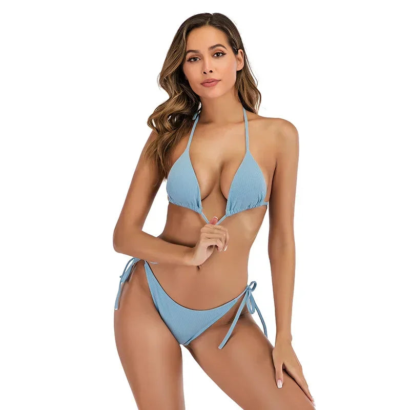 Hottest Classical Black Bikini Solid Plus Size Bikini Set XXL Bathing Suits Removable Pad Fully Lined Women Swimwear