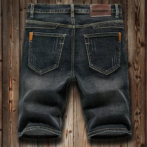 2024 Summer Shorts Jeans Men Denim Pants Stretch Dark Blue Fashion Design Men's Jeans Slim Straight Male Short Jeans Hombre