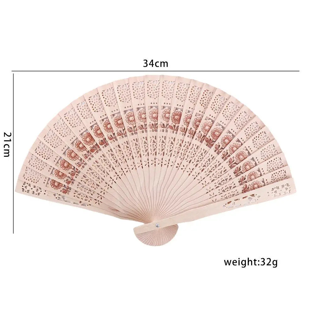 Printing Decorative Sandalwood Fan Punched Wood Fan Hand Held Flower Fans Photo Prop Tool Folding Fans Hollow Dance Hand Fans