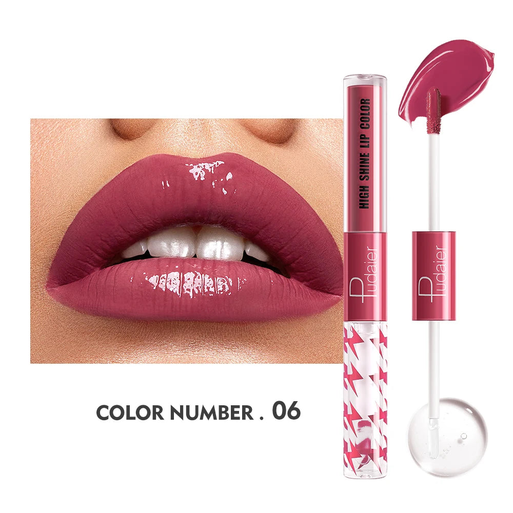double headed lip gloss,Moisturizing Lip Oil, High gloss lip gloss with transparent lip oil,Rapid film formation