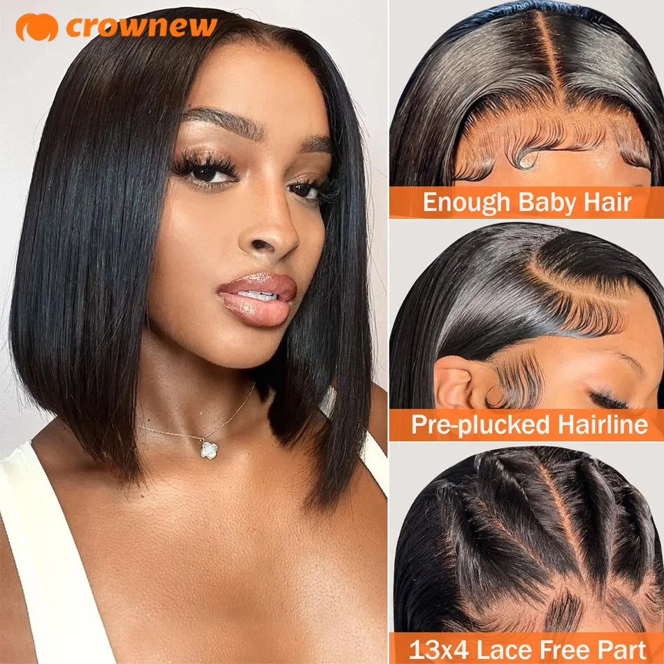 Bob Wig Human Hair 13X4 Hd Lace Front Human Hair Wig 200% Straight Lace Front Wigs Human Hair Pre Plucked Human Hair Wig Bob Wig
