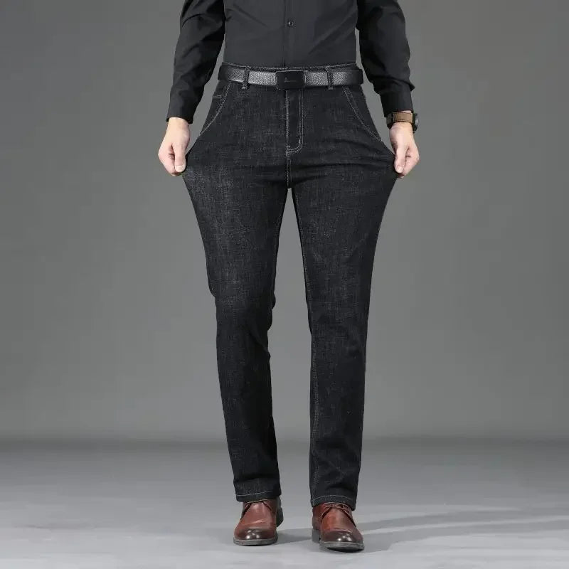 Trousers Light Blue Man Cowboy Pants Work Wear Men's Jeans with Pockets Straight New in Washed Aesthetic Autumn Clothing Denim