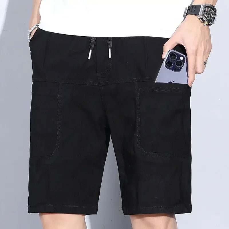 Male Denim Shorts Loose Gray Graphic Men's Short Jeans Pants Baggy Wide Buttons With Vintage Original Jorts Sale Luxury Xl