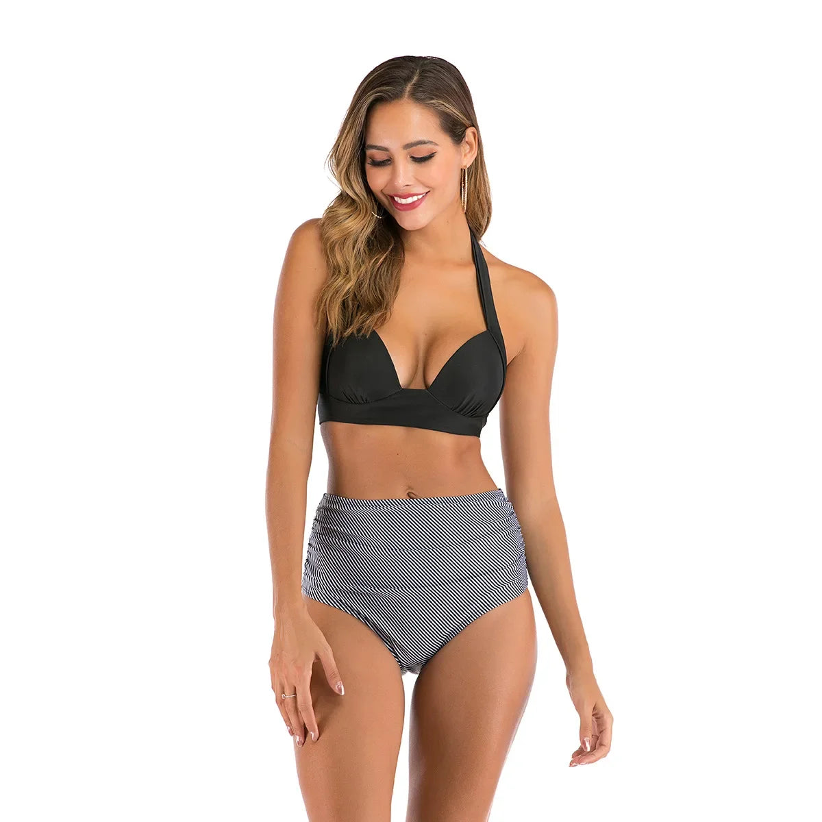 2021 New Solid Sexy Bikini Two-Piece Swimwear Women Swimming Suit Fashion Plus Size XL Sets Swimsuit Bathing Suit Female Biquini