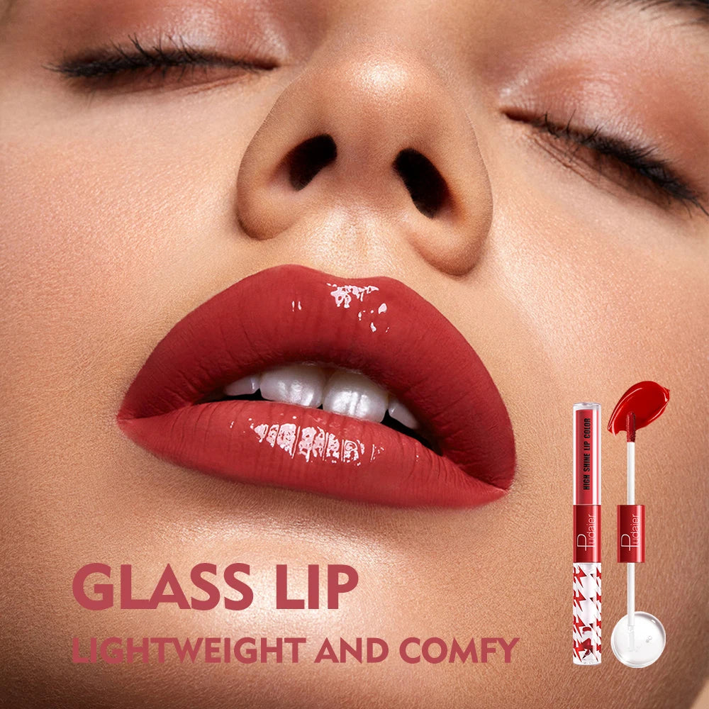 double headed lip gloss,Moisturizing Lip Oil, High gloss lip gloss with transparent lip oil,Rapid film formation