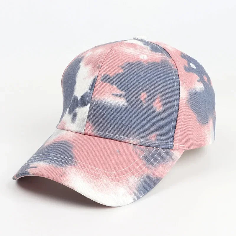Men Hat Sports Women Baseball Hat Sun Protection Color Tie Dyed Baseball Hat Punk Hip Hop Performance Street Dance Sun Hat