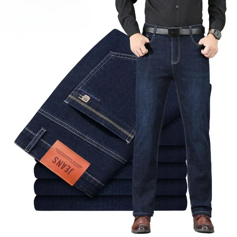 Trousers Light Blue Man Cowboy Pants Work Wear Men's Jeans with Pockets Straight New in Washed Aesthetic Autumn Clothing Denim