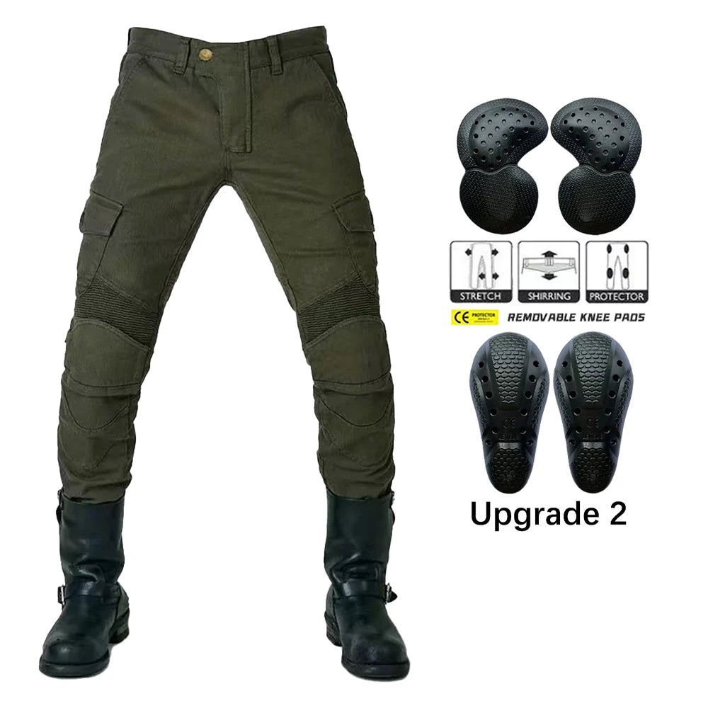 2024 New Motorcycle Black Men Fashion Pants Upgrade Extension Protector Detachable Racing Road Rider Four Seasons Casual Jeans