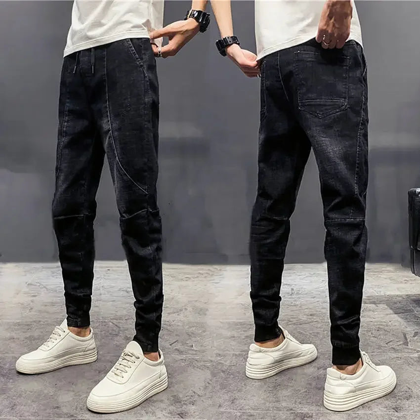 Harem Trousers with Print Black Graphic Jeans for Men Male Cowboy Pants Y2k Vintage Original Casual Cotton Y 2k Buggy Plus Size