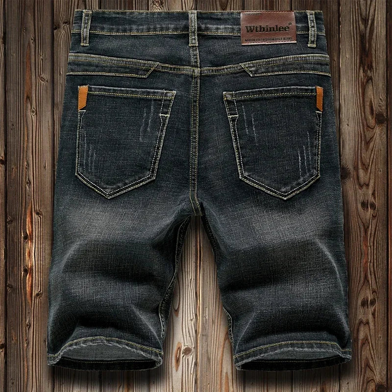 2024 Summer Shorts Jeans Men Denim Pants Stretch Dark Blue Fashion Design Men's Jeans Slim Straight Male Short Jeans Hombre