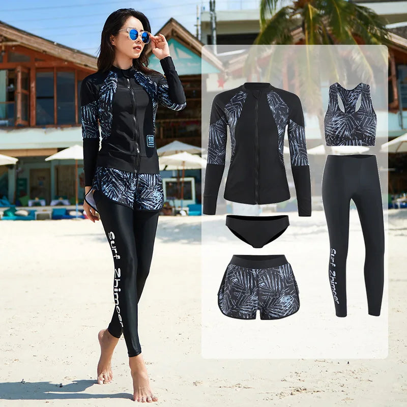 Men Rash Guard Diving Suits Surfing Swimwear Long Sleeve Suit Swim Shirt+Trunks+Shorts UV Swimming RashGuard Prevent Jellyfish