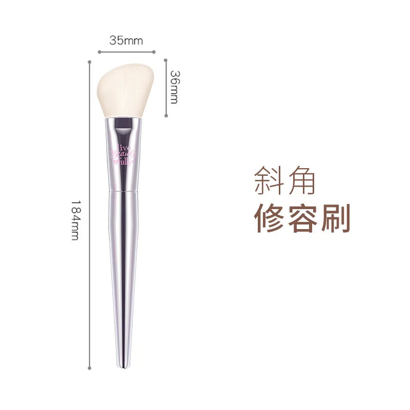 Silver High quality full functional Makeup brushes Foundation Powder Blusher Highlight Eyeshadow Flat eyebrow Make up brushes