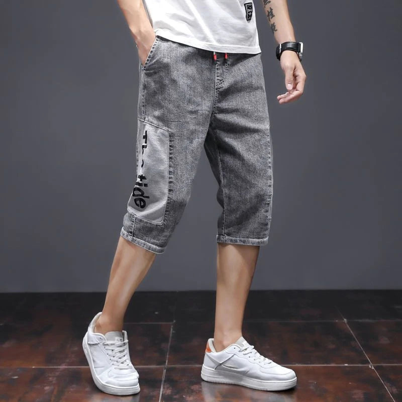 Male Denim Shorts Big Size Oversize Gray Cargo Men's Short Jeans Pants Retro Summer Xl Y2k Fashion Designer Streetwear New In