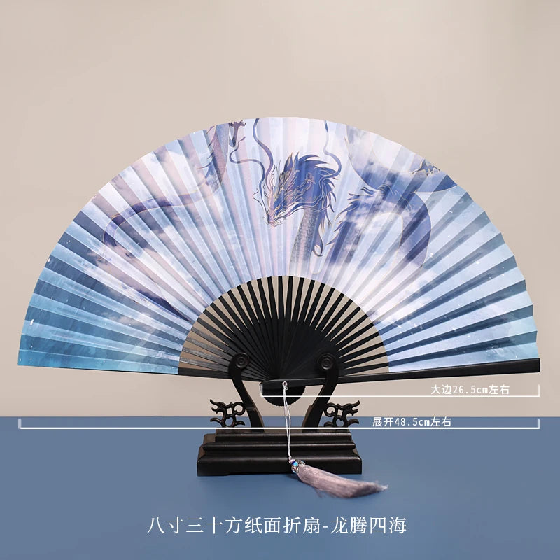 Chinese Retro Folding Hand Fan Bamboo Hand Painted Drama Folding Fan Double Side Vintage Hand Paper Fans Portable Folding Fans