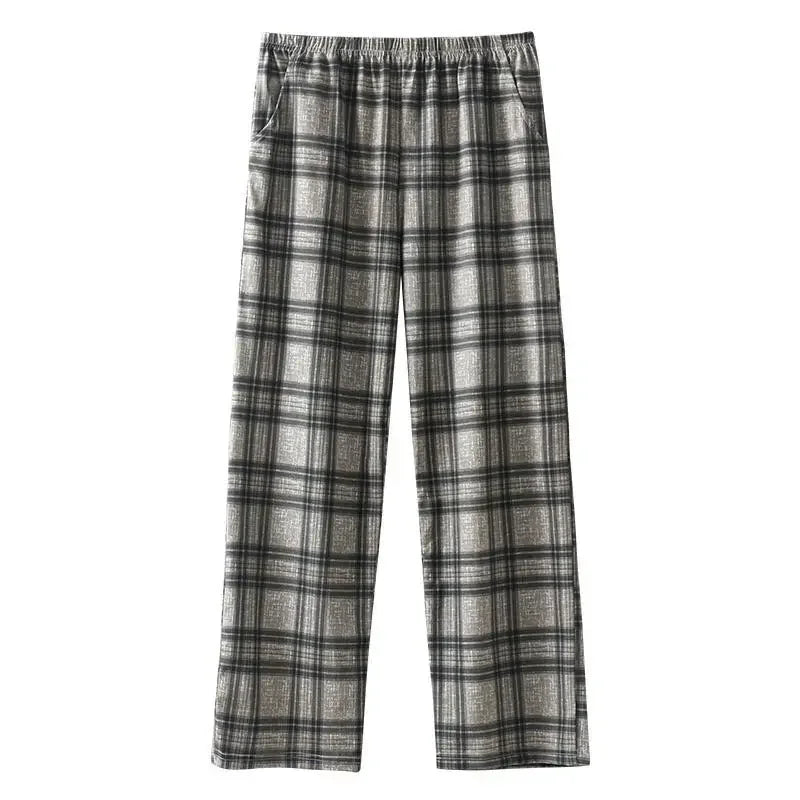 Baggy Male Trousers Check Wide Cotton Loose Plaid Men's Casual Pants Straight Summer Thin Autumn Winter Mens Clothing Luxury