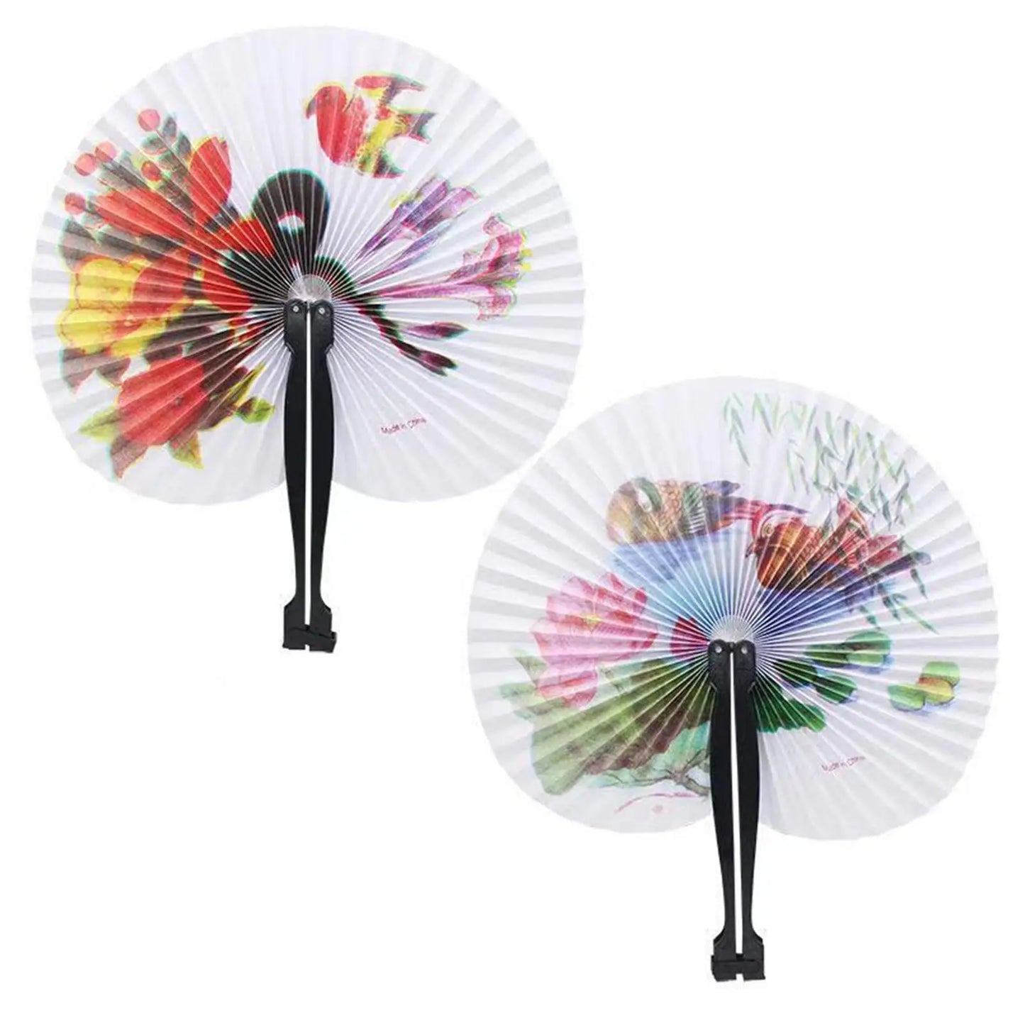 6pcs Paper Folding Fans Color Random Round Paper Fan Chinese Style Hand Fan Wedding Foldable Paper Fans Hand Held Folding Fans
