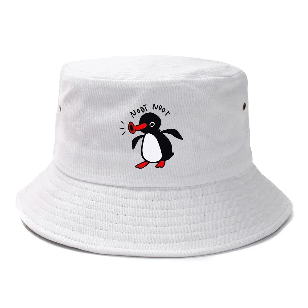 Summer Penguin Bucket Hat Reversible Bob Men Women Cotton Travel Beach Fisherman Hat Outdoor Sports Pull Up Bob Panama Sun Hat