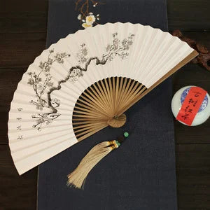 Chinese Retro Folding Hand Fan Bamboo Hand Painted Drama Folding Fan Double Side Vintage Hand Paper Fans Portable Folding Fans
