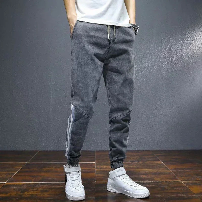 Trousers Letter Harem Men's Jeans With Print Man Cowboy Pants Black Comfortable Soft 2024 Korean Autumn Y2k Vintage Xs Retro