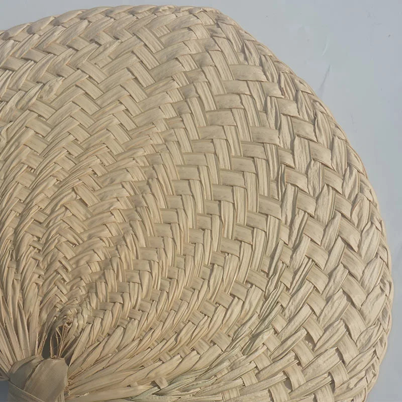 Natural Raffia Hand Fans Handmade Raffia Fans Palm Leaf Hand Fans With String Label Buri Fans For Summer Farmhouse Decor