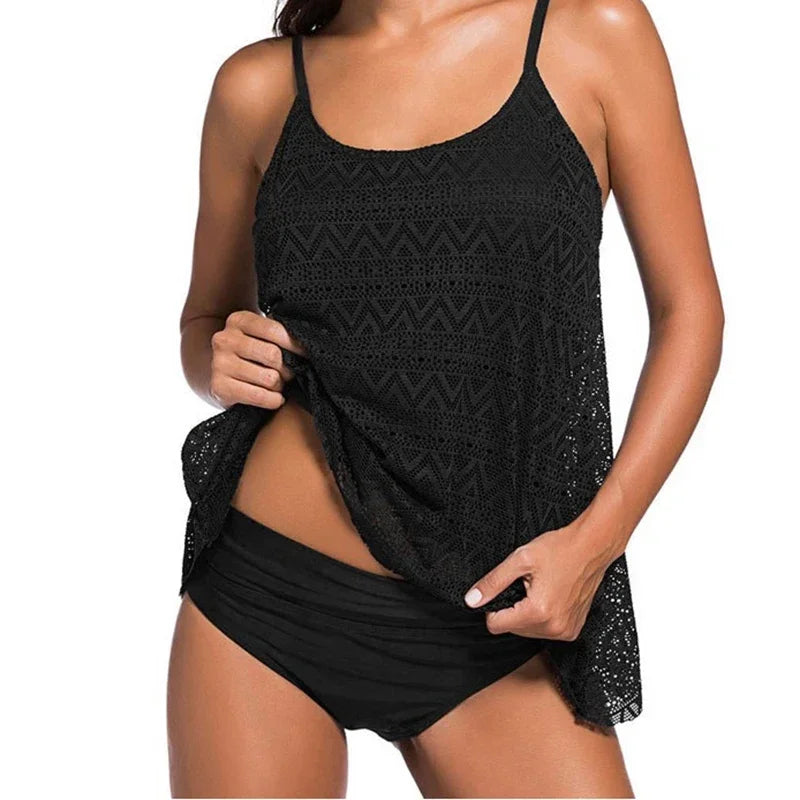 New 4XL Plus Size Women Swimwear Tankini Tummy Control Swimsuit with Shorts Two Piece Bikini Set Bathing Suit 2025 Mujer Femme