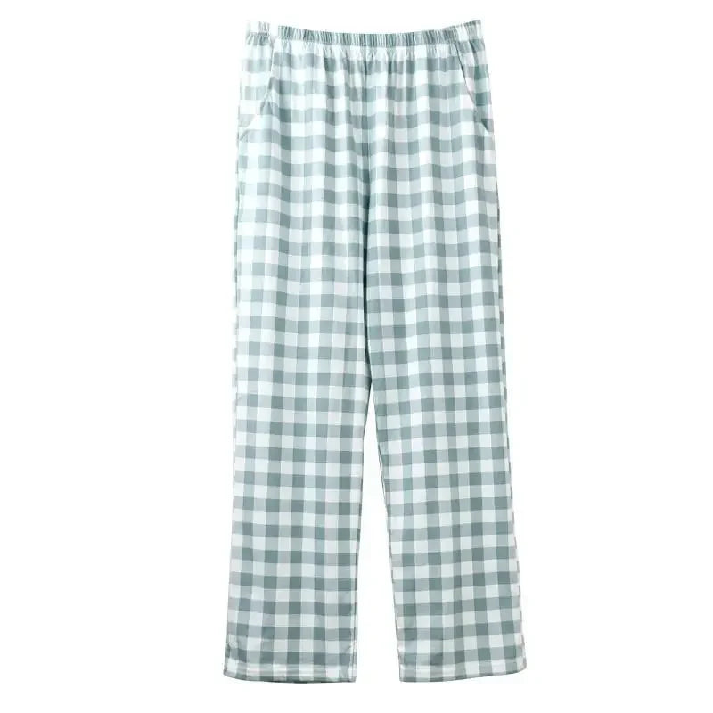 Baggy Male Trousers Check Wide Cotton Loose Plaid Men's Casual Pants Straight Summer Thin Autumn Winter Mens Clothing Luxury