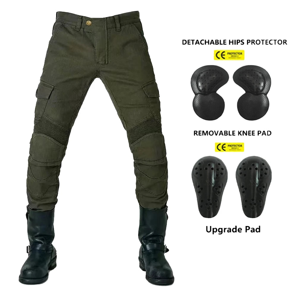 2024 New Motorcycle Black Men Fashion Pants Upgrade Extension Protector Detachable Racing Road Rider Four Seasons Casual Jeans