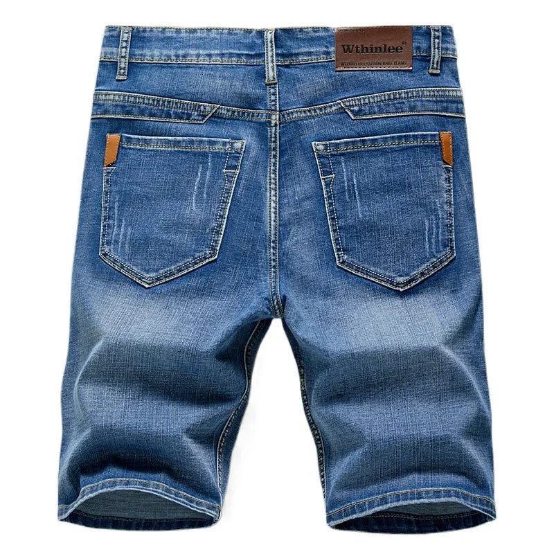 2024 Summer Shorts Jeans Men Denim Pants Stretch Dark Blue Fashion Design Men's Jeans Slim Straight Male Short Jeans Hombre