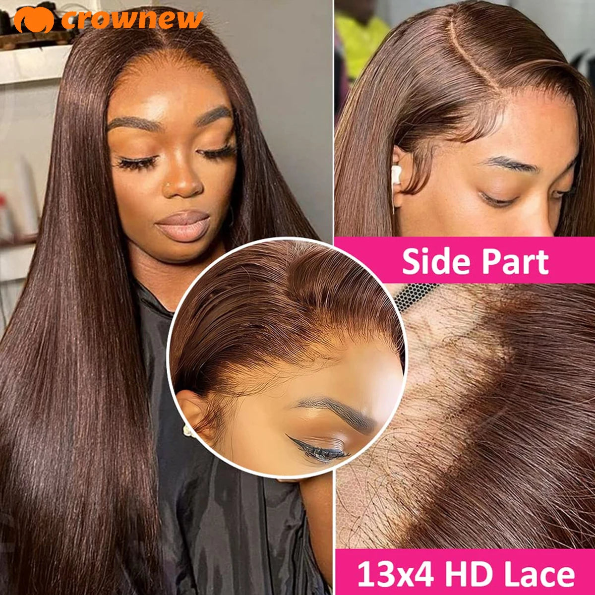 #4 Straight Lace Front Wigs Human Hair Colored Brown Human Hair Wig 13x4 13x6 HD Lace Frontal Wig Chocolate Brown Human Hair Wig