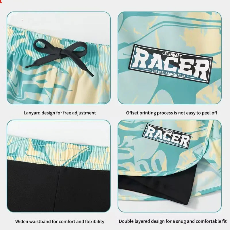 Swimming Trunks Adult Double Layer Quick Drying Breathable Swimming Trunks Student Large Swim Trunks Men Swims Shorts