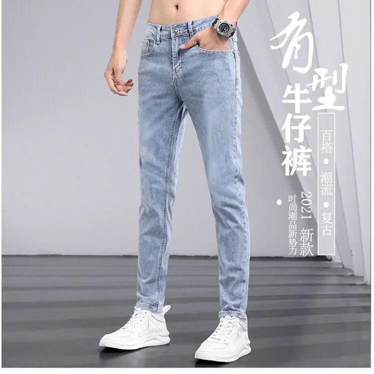 Luxury Summer Designer Korean Classic Streetwear Cowboy Pants for Men Fashionable and Comfortable Boyfriend Skinny Jeans Men