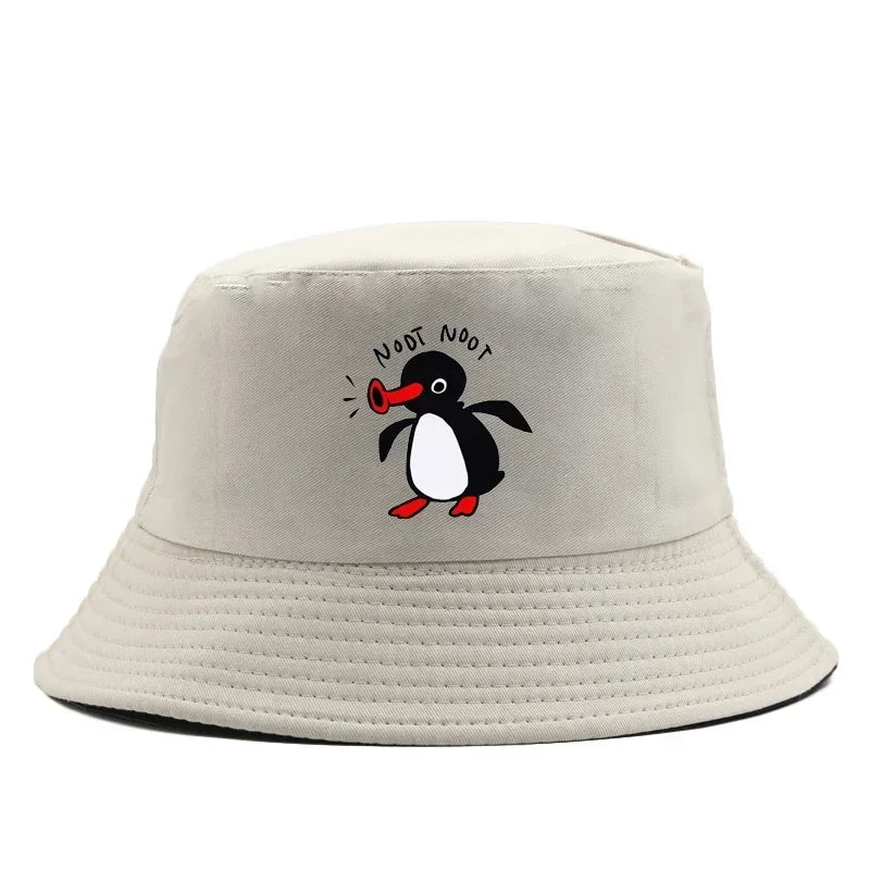 Summer Penguin Bucket Hat Reversible Bob Men Women Cotton Travel Beach Fisherman Hat Outdoor Sports Pull Up Bob Panama Sun Hat