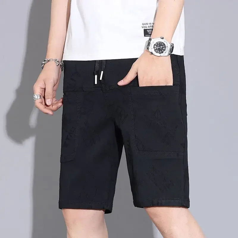 Male Denim Shorts Loose Gray Graphic Men's Short Jeans Pants Baggy Wide Buttons With Vintage Original Jorts Sale Luxury Xl